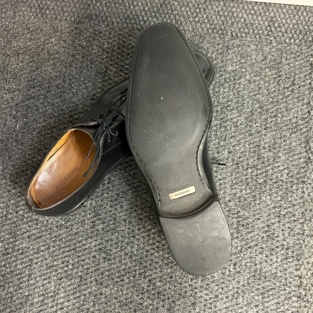 Magnanni Mens Black Leather Square Apron Toe Derby Dress Shoes 13723 Size 11.5 M